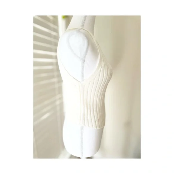 Wilfred Cream Ribbed Halter Tank Top - Picture 3 of 5